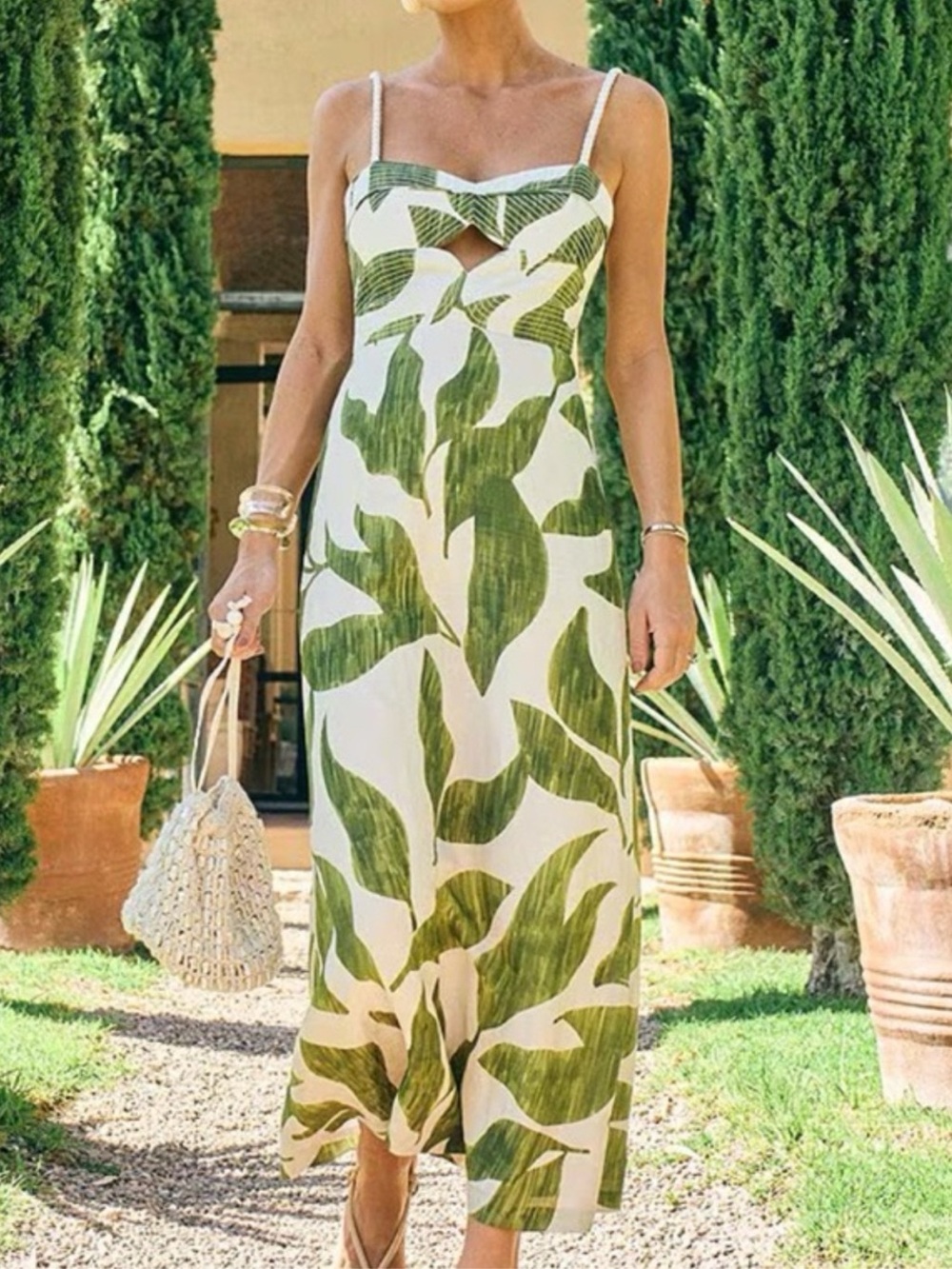 Antonio Melani x M.G. Style Finley Linen Blend Sweetheart Neck A-Line Maxi Dress